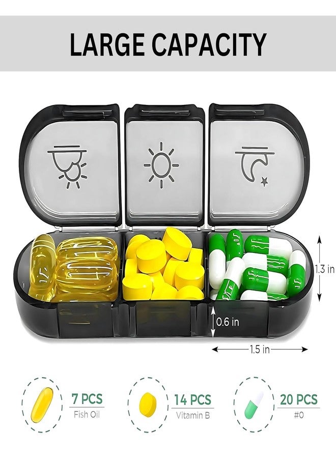 Bhuma™ 7 days pill organizer 3 times a day, Medicine organizer box | Medicine box, portable travel pill box weekly with large compartments moisture-proof pill case for vitamin, Medicine, pills, supplements(black)(pack of 1) - Image 4